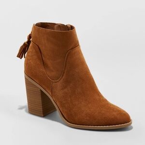 Women's Tan Suede Block Heel Ankle Boot